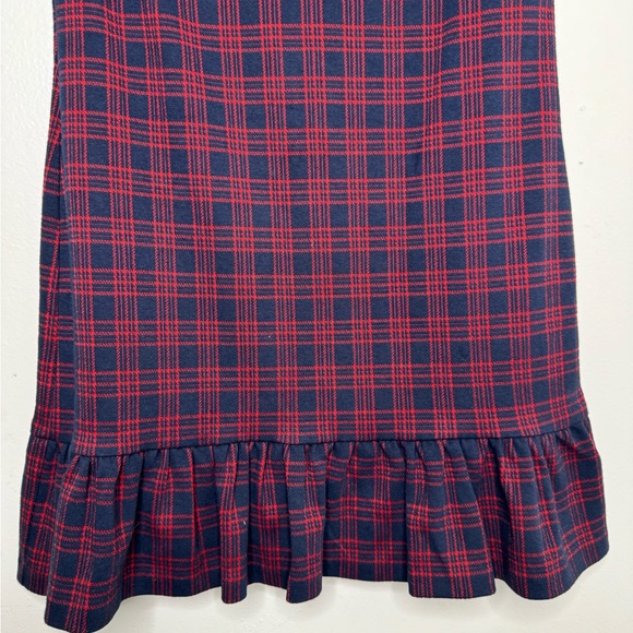 1901 womens 8 plaid red ruffle hem short sleeve dress holiday academia office - Picture 5 of 9